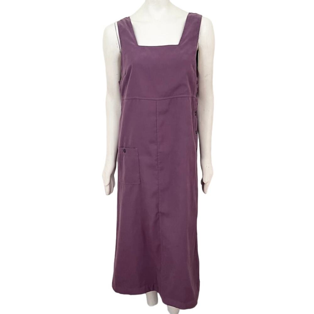 VTG 90s BLUE J. Patch Pocket Lightweight Apron Maxi Dress in Light Merlot  SZ M